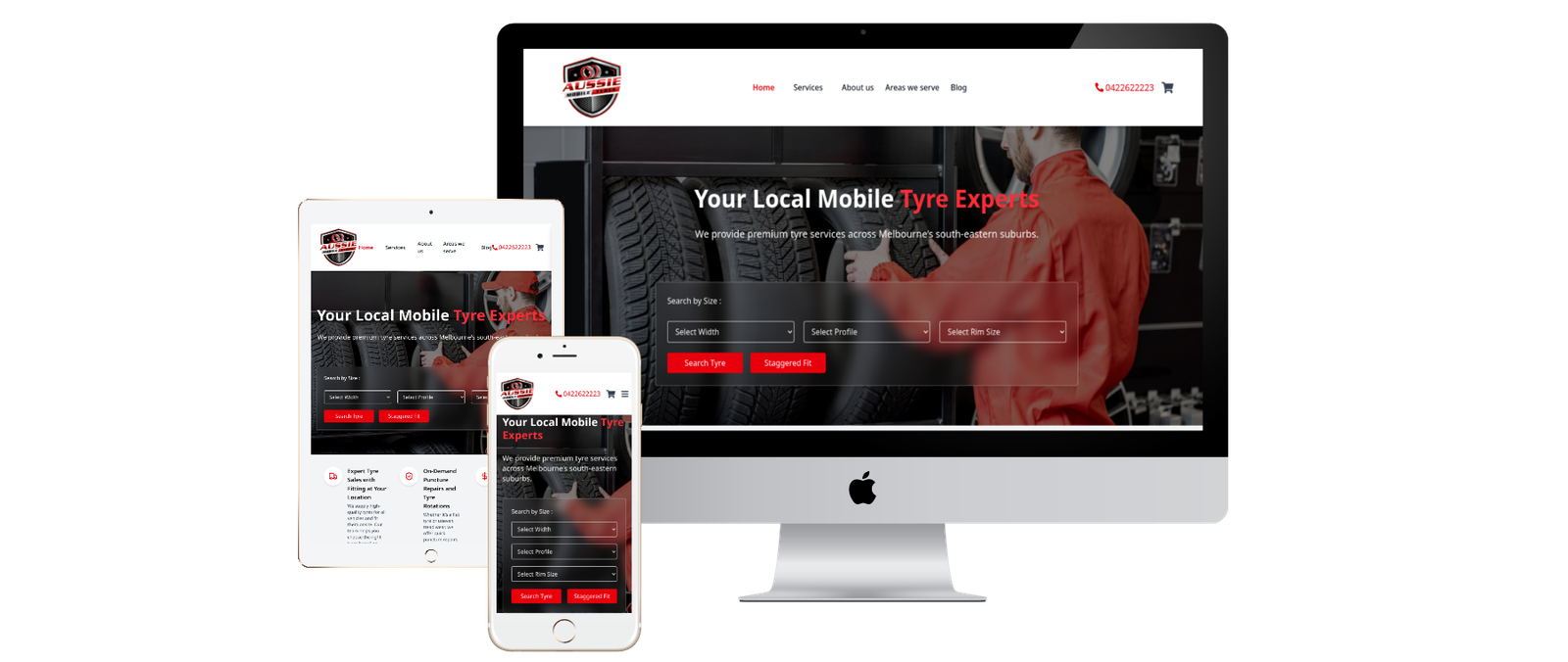 Australian mobile tyre replacement website with roadside assistance.