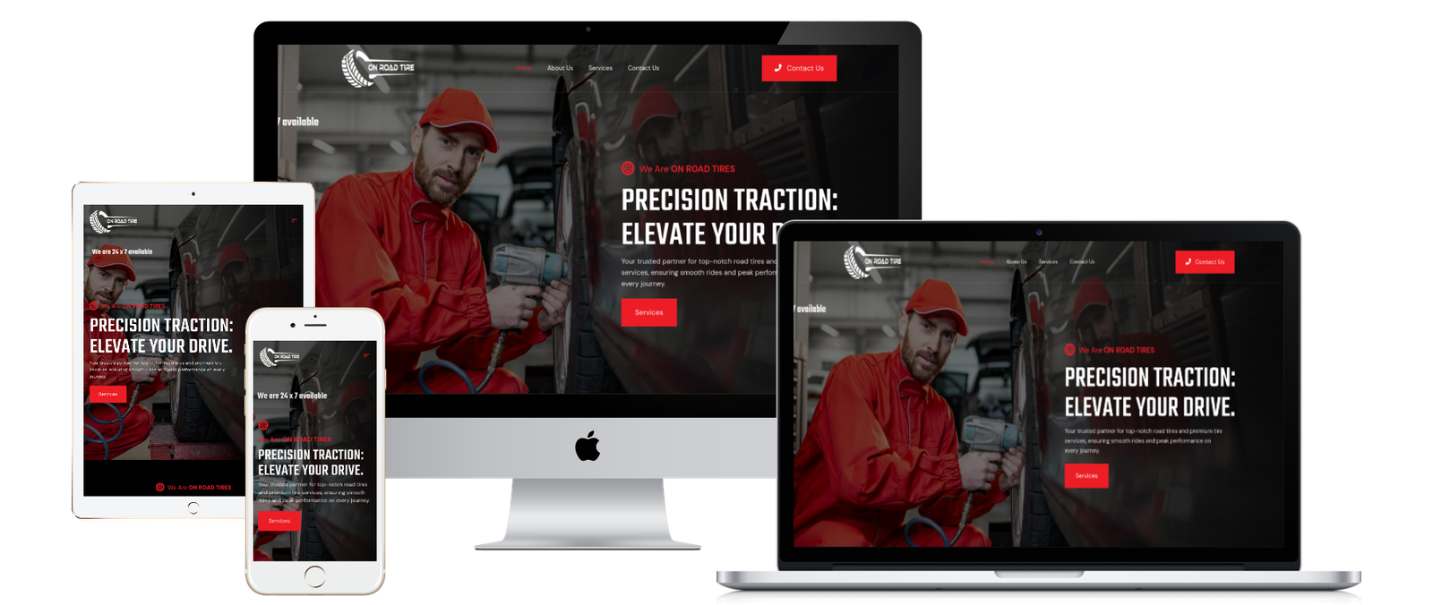 Canadian mobile tyre service website with roadside assistance.