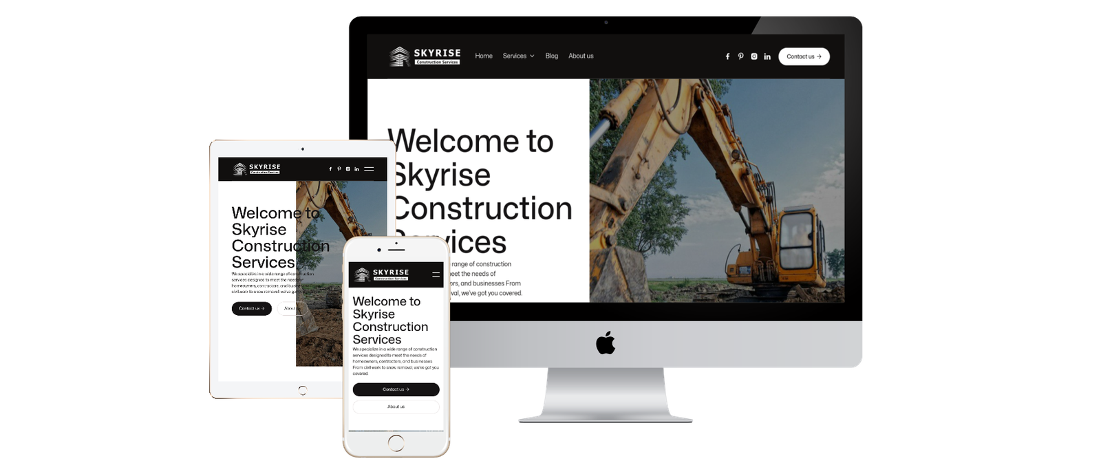 Skyrise Construction company website in Canada.